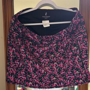Skechers Black Athletic Skort with Pink Floral Pattern XL VG